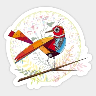 colorful robot bird Sticker